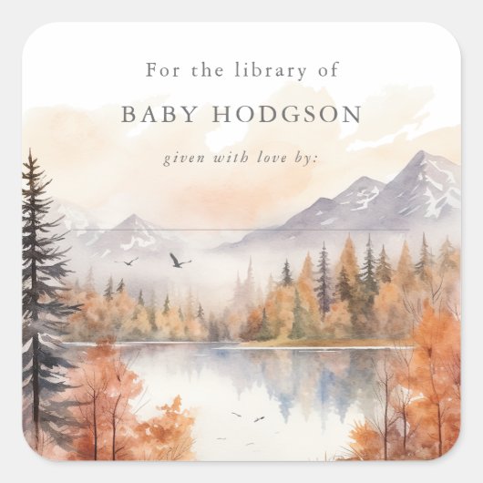 Buchzeichen-Sticker Buch Labelwald Junge Quadratischer Aufkleber (Vorderseite)