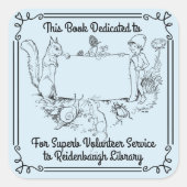 Buchzeichen Sticker Library Freiwillige. Schulname (Vorderseite)