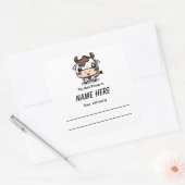 Buchzeichen von Kuhkindern mit Botschaft Quadratischer Aufkleber (Umschlag)