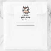 Buchzeichen von Kuhkindern mit Botschaft Quadratischer Aufkleber (Tasche)