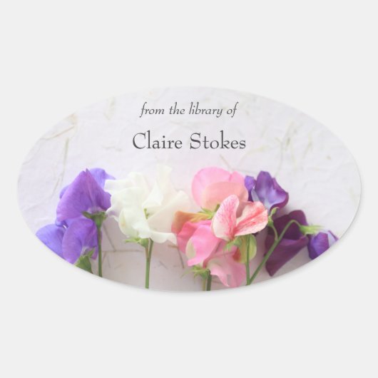 Buchzeichen von Süßerbsen, frisch Ovaler Aufkleber (Vorderseite)