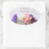 Buchzeichen von Süßerbsen, frisch Ovaler Aufkleber (Tasche)