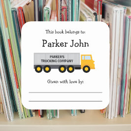 Buchzeichen von Trailer-Lkw-Kindern Quadratischer Aufkleber