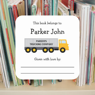 Buchzeichen von Trailer-Lkw-Kindern Quadratischer Aufkleber