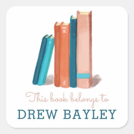 Buchzeichen Wasserfarben Quadratischer Aufkleber (Vorderseite)