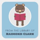 Buchzeichen zum Bärenlesen Quadratischer Aufkleber (Vorderseite)