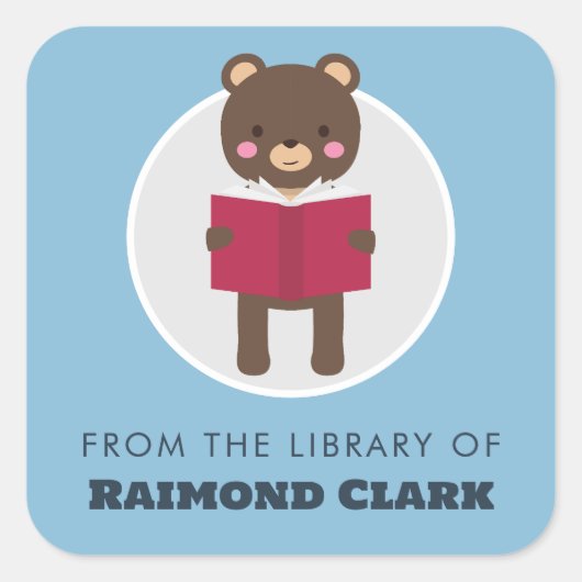 Buchzeichen zum Bärenlesen Quadratischer Aufkleber (Vorderseite)