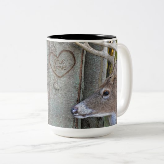 buck and do with heart on tree zweifarbige tasse (VorderseiteRechts)