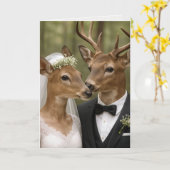 Buck and Doe Deer Wedding In Forest Karte (Gelbe Blume)