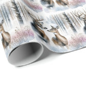 Buck and Doe in Winterwald Geschenkpapier (Rolleneckpunkt)