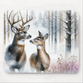 Buck and Doe in Winterwald Mousepad (Vorne)