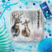 Buck and Doe in Winterwald Pappteller (Party)