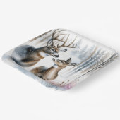 Buck and Doe in Winterwald Pappteller (Gewinkelt)