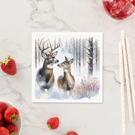 Buck and Doe in Winterwald Serviette (Beispiel)