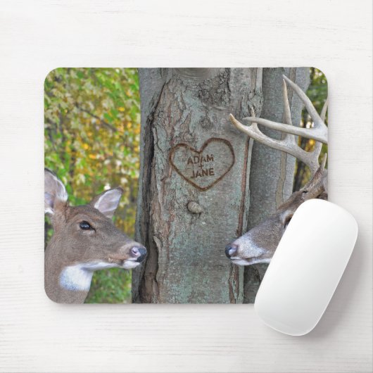 Buck and Doe per Herz auf Baum Mousepad (Mit Mouse)