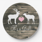 Buck and Doe (pink) Babydusche Pappteller (Vorderseite)