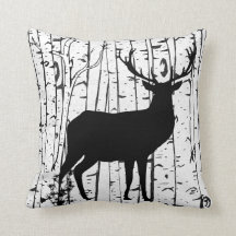 Buck and Doer Birch Forest Throw Kissen