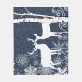 Buck and Doer Deer Birch Forest Fleece Blanket (Vorderseite)
