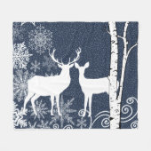 Buck and Doer Deer Birch Forest Fleece Blanket (Vorderseite (Horizontal))