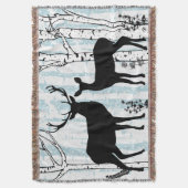 Buck and Doer Deer in Birch Forest Throw Blanket Decke (Vorderseite Vertikal)