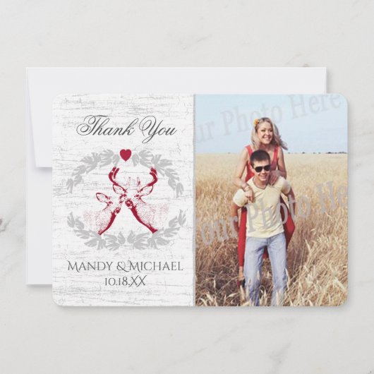 Buck and Dos Birch Foto Vielen Dank Dankeskarte (Vorderseite)