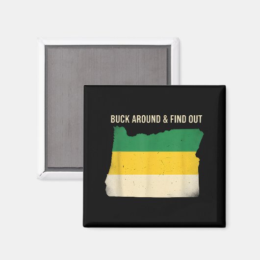 Buck Around Oregon Map Funny Wildlife Adventure Vi Magnet (Vorderseite/Rückseite)
