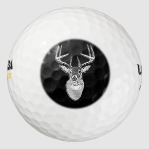 Buck auf Schwarz-weißem Schwanz Hirsch Golfball