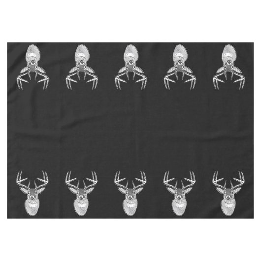 Buck auf Schwarz-weißem Schwanz Hirsch Tischdecke (Vorderseite (Horizontal))