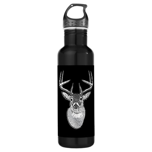 Buck auf Schwarz-weißem Schwanz Hirsch Trinkflasche (Vorderseite)
