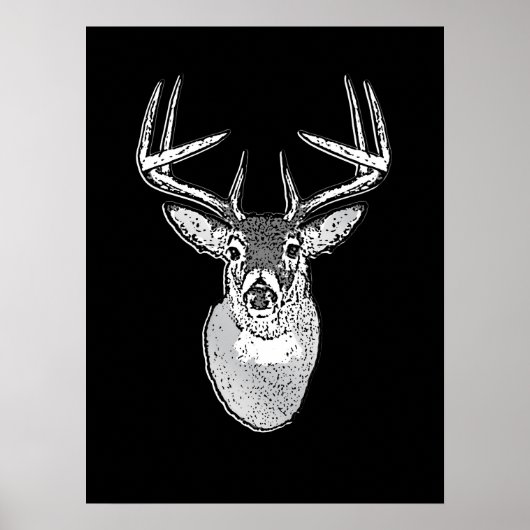 Buck auf Schwarz-weißen Schwanz Deer Poster (Vorne)