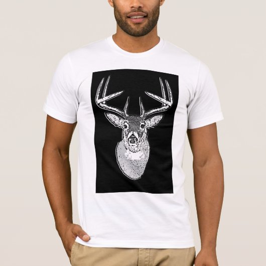 Buck auf Schwarz-weißen Schwanz Deer T-Shirt (Vorderseite)