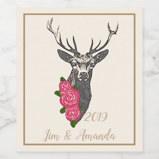 Buck & Buds BOHO Deer Weinetikett (Einzelnes Label)