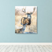 Buck Couple | Mule Deer Leinwanddruck (Insitu (Holzboden))