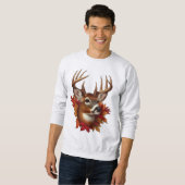 Buck Deal umgeben von Herbstblättern Sweatshirt (Vorne ganz)