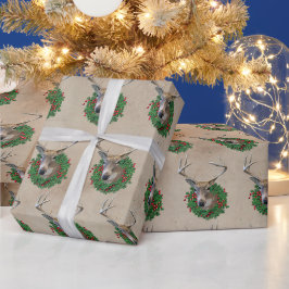 Buck Death im Weihnachtskranz Geschenkpapier