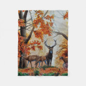 Buck Deer and Doe im Herbstwald/extravagantes Desi Fleecedecke (Vorderseite)