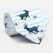 Buck Deer Black/Blue Paisley on Blue Karo Krawatte (Gerollt)
