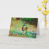 Buck Deer Fantasy Dream Art Note Card Karte (Gelbe Blume)