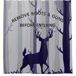 Buck Deer Foggy Forest Scene Duschvorhang