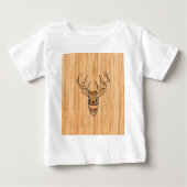 Buck Deer Head Holz Grain Style Baby T-shirt (Vorderseite)