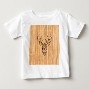 Buck Deer Head Holz Grain Style Baby T-shirt