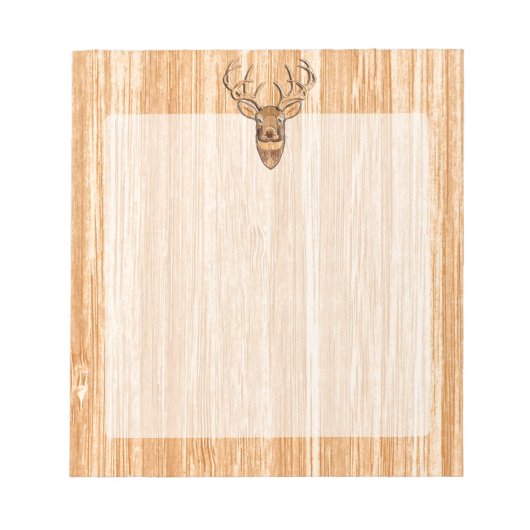 Buck Deer Head Holz Grain Style Dekoration Notizblock (Vorderseite)