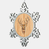 Buck Deer Head Holz Grain Style Dekoration Schneeflocken Zinn-Ornament (Rechts)