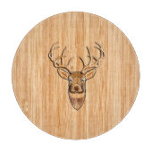 Buck Deer Head Holz Grain Style Dekoration Schneidebrett (Vorderseite)
