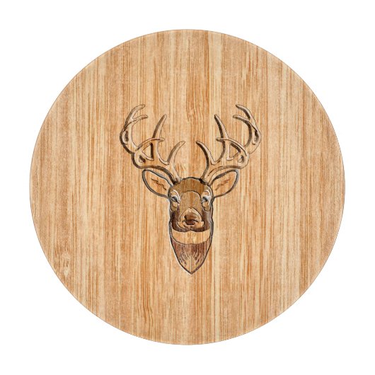 Buck Deer Head Holz Grain Style Dekoration Schneidebrett (Vorderseite)
