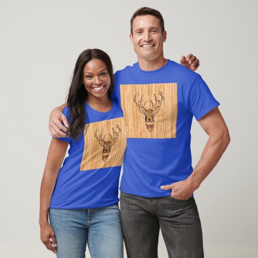 Buck Deer Head Holz Grain Style T-Shirt (Unisex)