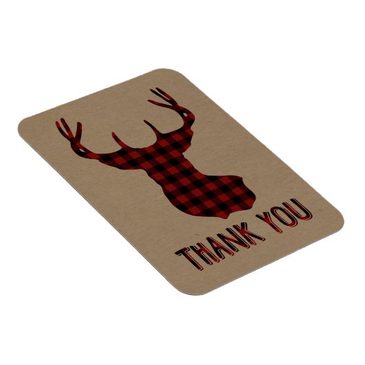 Buck Deer Head | Rustic Buffalo Kariert Danke Magnet (Rechte Seite)