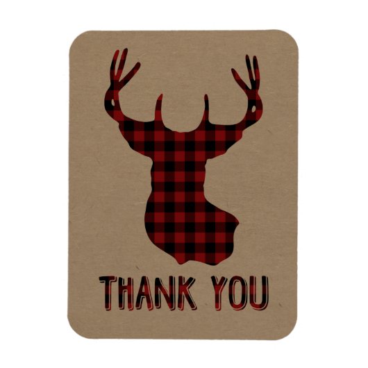 Buck Deer Head | Rustic Buffalo Kariert Danke Magnet (Vertikal)