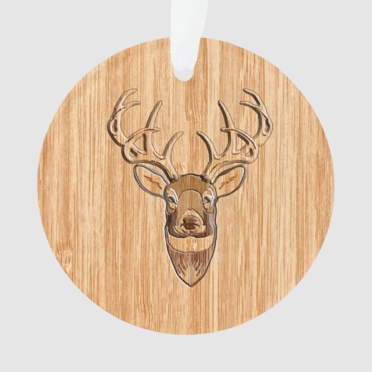 Buck Deer Head Wood Grain Style Decor Ornament (Vorderseite)