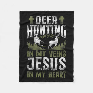 Buck Deer Jagd Jäger Jesus Faith Vintages Hirsch Fleecedecke